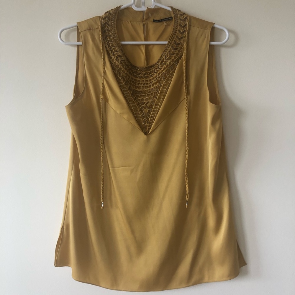 Elie Tahari Golden Yellow Silk / Beaded Top